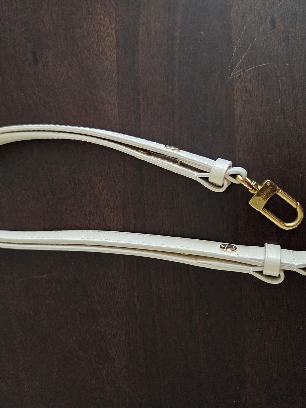 Ivory Leather Crossbody Strap with Gold Hardware